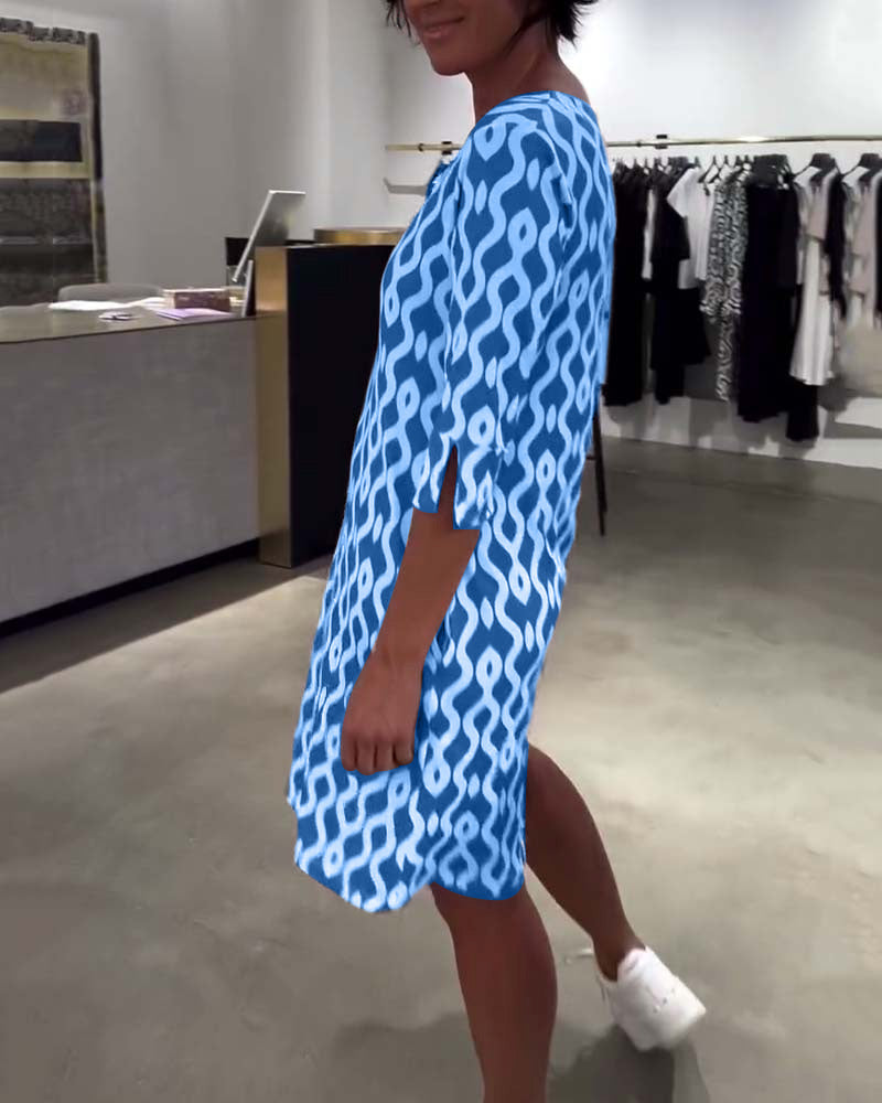 Jacqueline™ | Robe Midi Imprimée à Col Haut