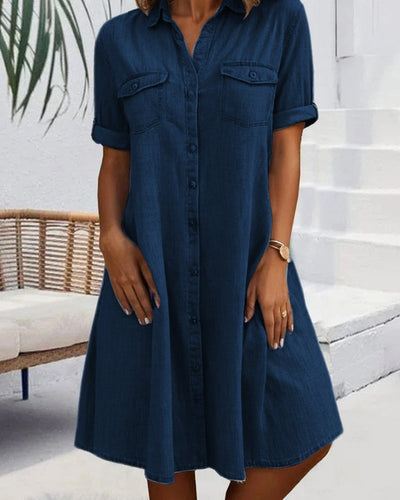 Mirjam™ | Robe à Manches Courtes avec Col Revers et Boutons
