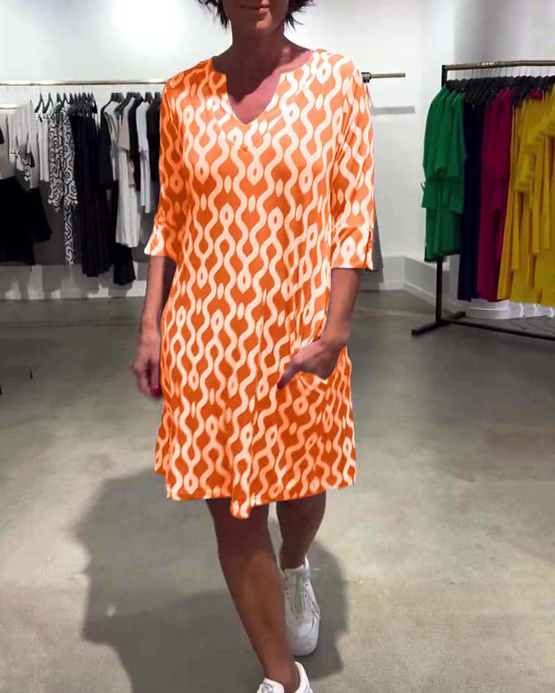 Jacqueline™ | Robe Midi Imprimée à Col Haut