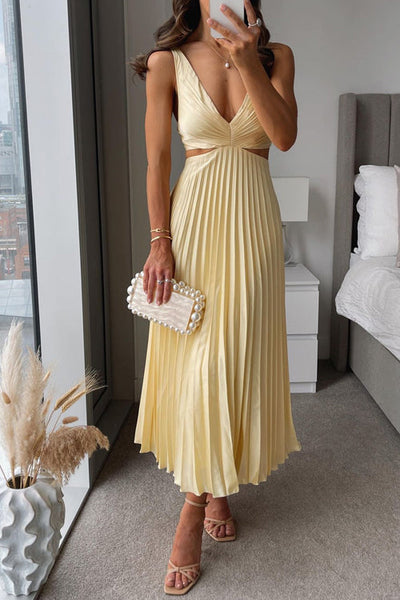 Allanah™ | Robe Longue Plissée à Découpe