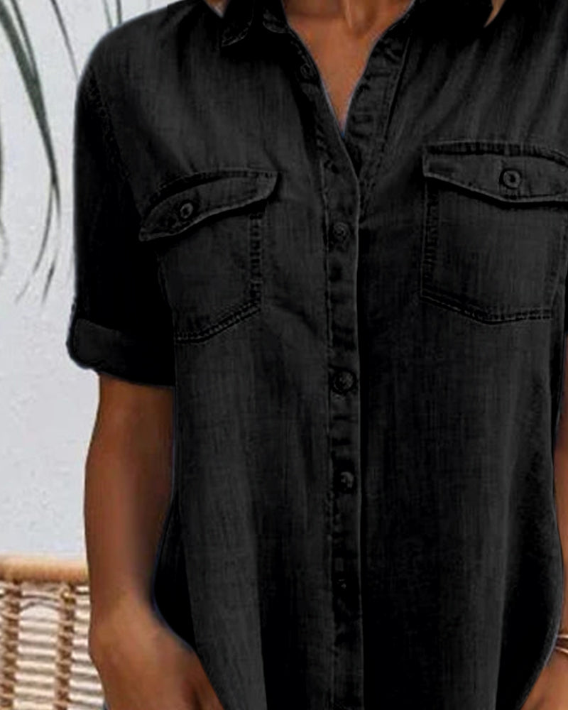 Mirjam™ | Robe à Manches Courtes avec Col Revers et Boutons
