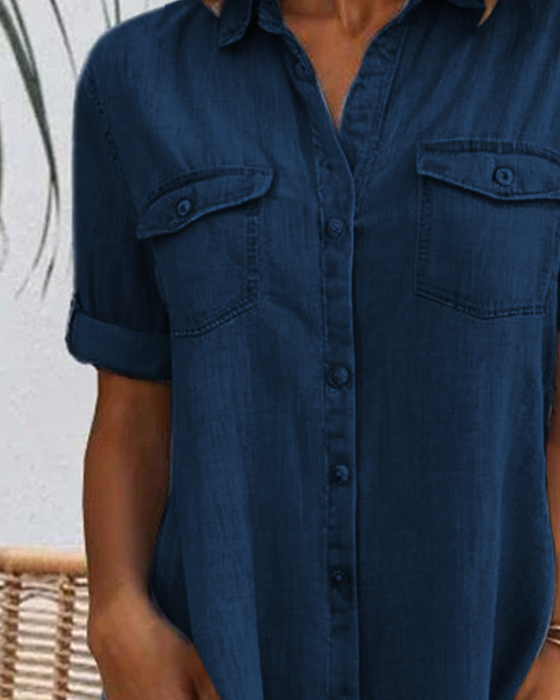 Mirjam™ | Robe à Manches Courtes avec Col Revers et Boutons