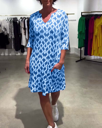 Jacqueline™ | Robe Midi Imprimée à Col Haut