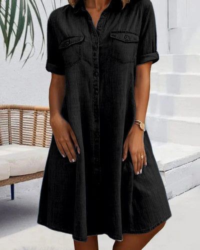 Mirjam™ | Robe à Manches Courtes avec Col Revers et Boutons