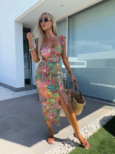 Isaline™ | Robe Fleurie Dos Nu