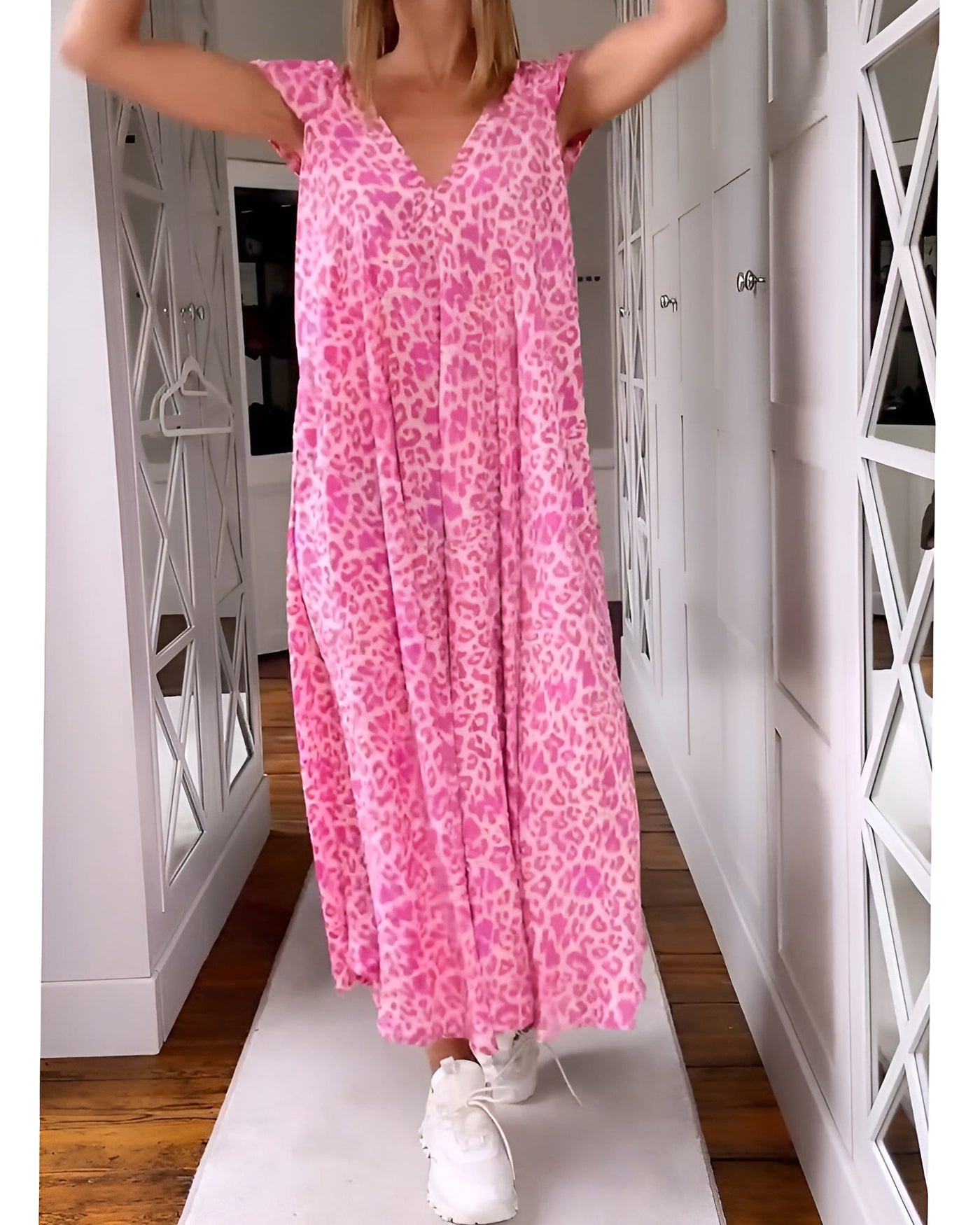 Véronique™ | Robe Longue Imprimée à Col V