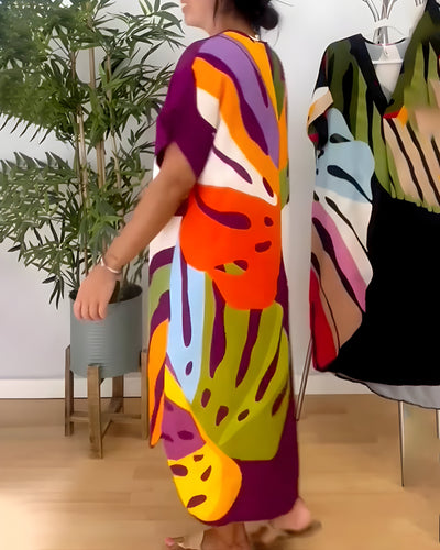 Nerissa™ - Robe décontractée à imprimé feuillage coloré pour un style frais et naturel
