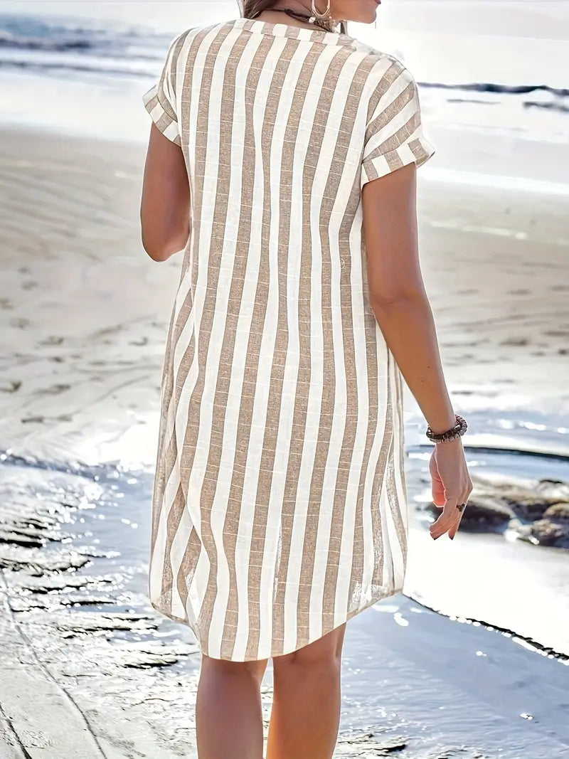 Soline™ | Robe boutonnée rayée