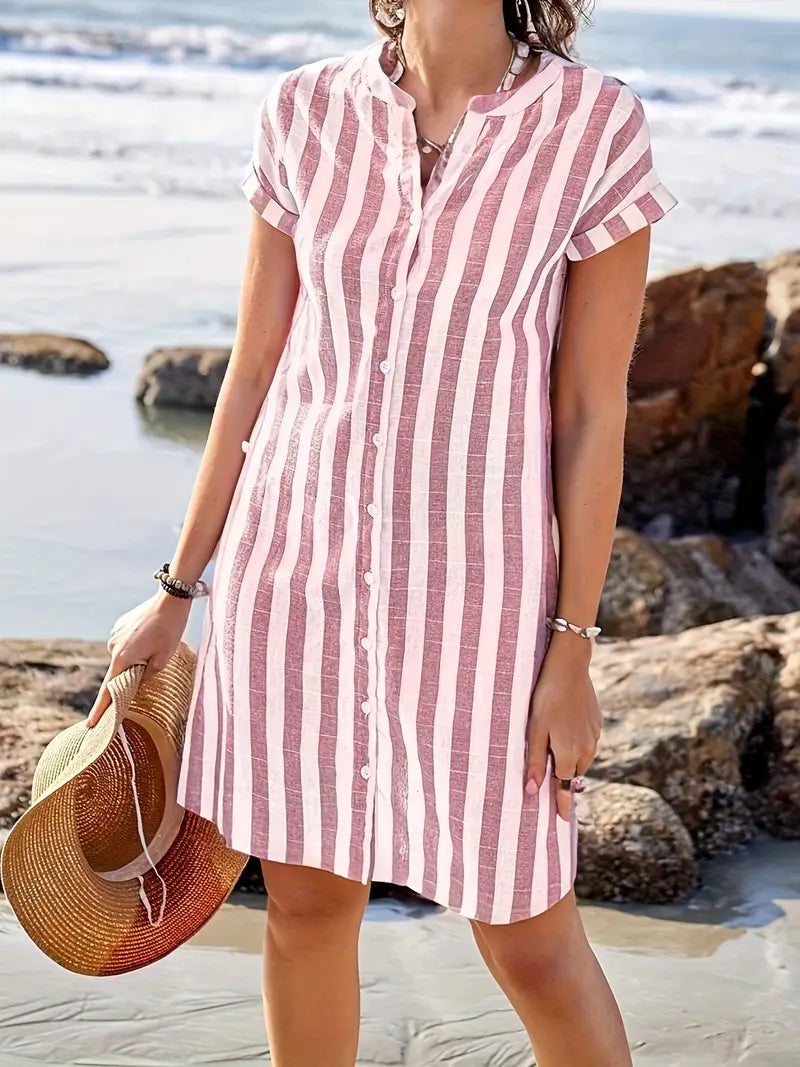 Soline™ | Robe boutonnée rayée
