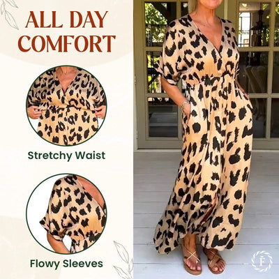 Sophia™ | Robe Longue Imprimé Léopard