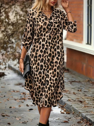 Vera™ | Robe-Chemise Léopard Fluide