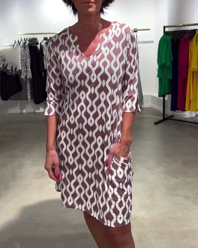 Jacqueline™ | Robe Midi Imprimée à Col Haut