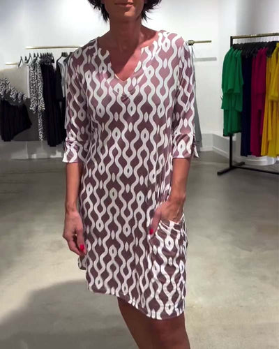 Jacqueline™ | Robe Midi Imprimée à Col Haut