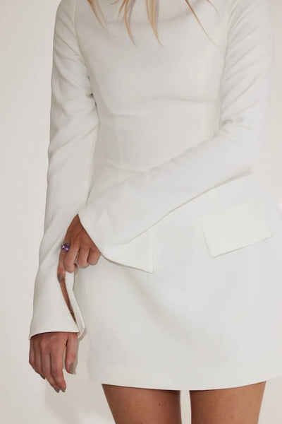 Alida™ | Robe Blanche Mini à Manches Fendues