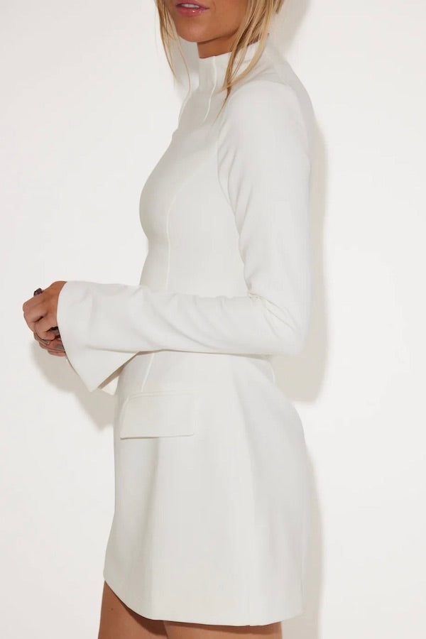 Alida™ | Robe Blanche Mini à Manches Fendues