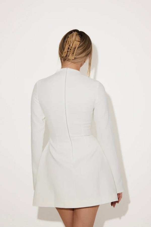 Alida™ | Robe Blanche Mini à Manches Fendues
