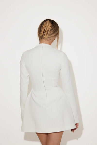 Alida™ | Robe Blanche Mini à Manches Fendues