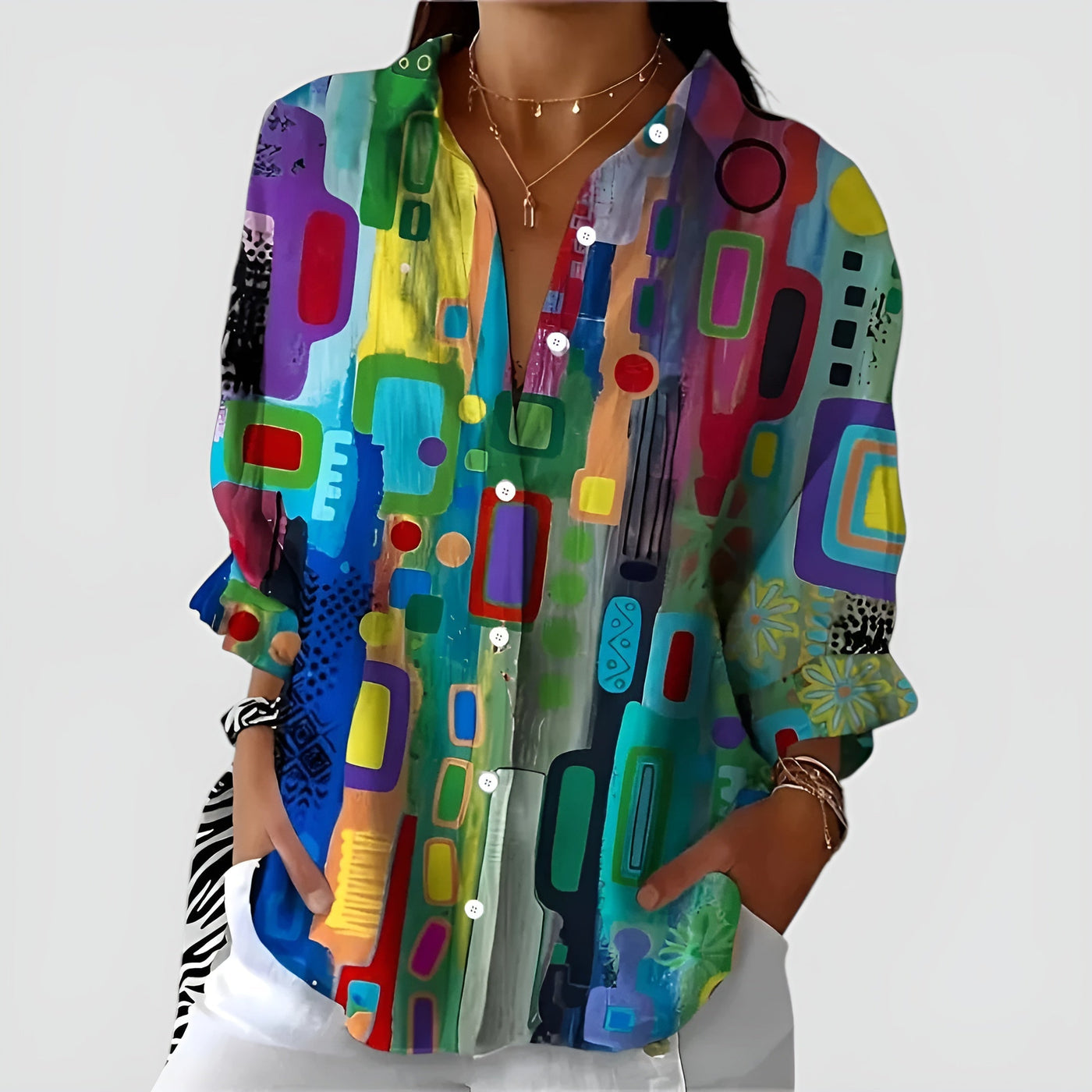 Ava™ | Blouse Femme Motif Géométrique.