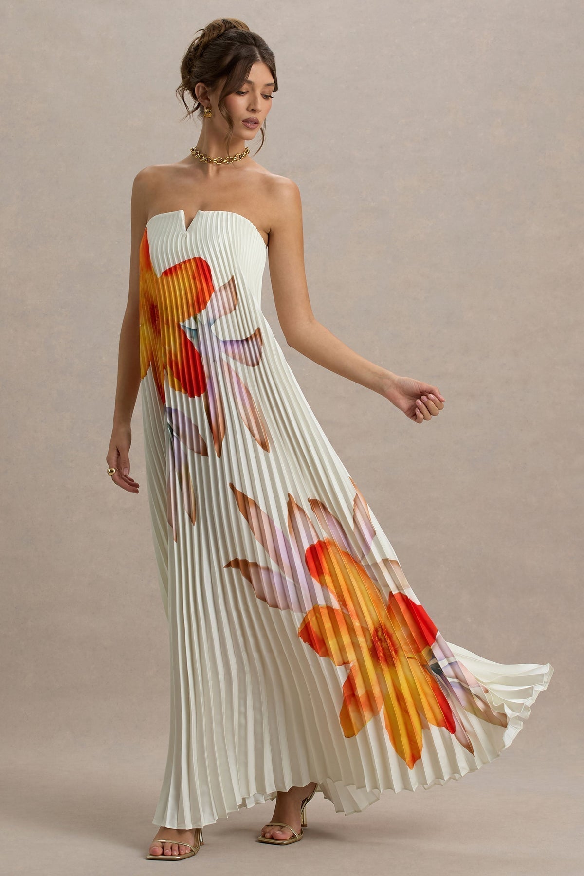 Bergamote™ | Robe Longue Fleurie Orange Maxi Été