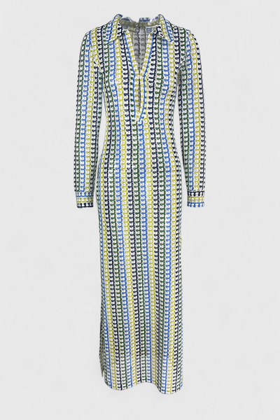 Crisanta™ | Robe Longue Imprimée à Ondes Multicolores