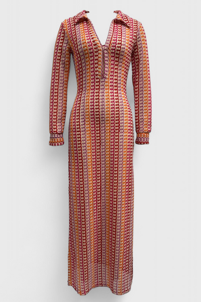Crisanta™ | Robe Longue Imprimée à Ondes Multicolores