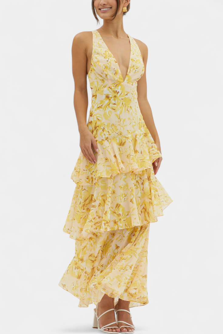 Domenica™ | Robe Longue en Gaze avec Décolleté en V