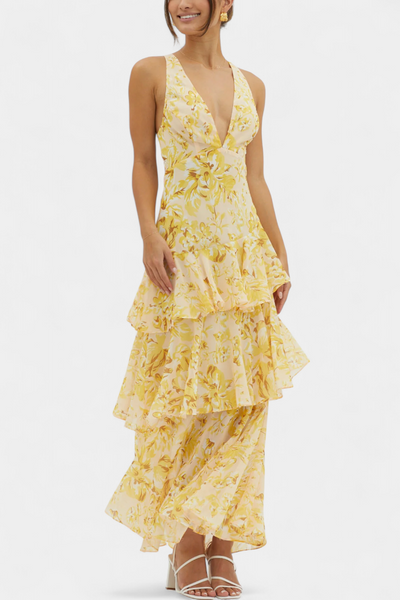 Domenica™ | Robe Longue en Gaze avec Décolleté en V