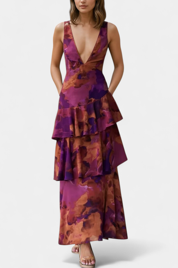 Domenica™ | Robe Longue en Gaze avec Décolleté en V