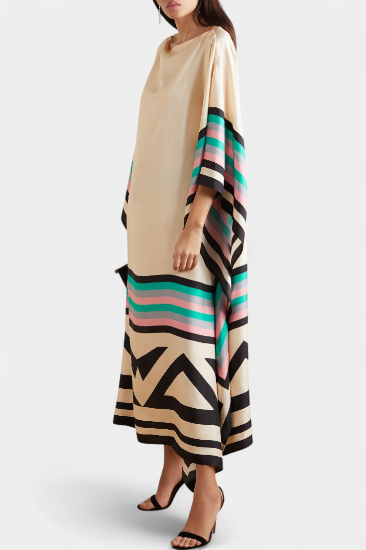 Elenora™ | Caftan Imprimé Géométrique en Mesh