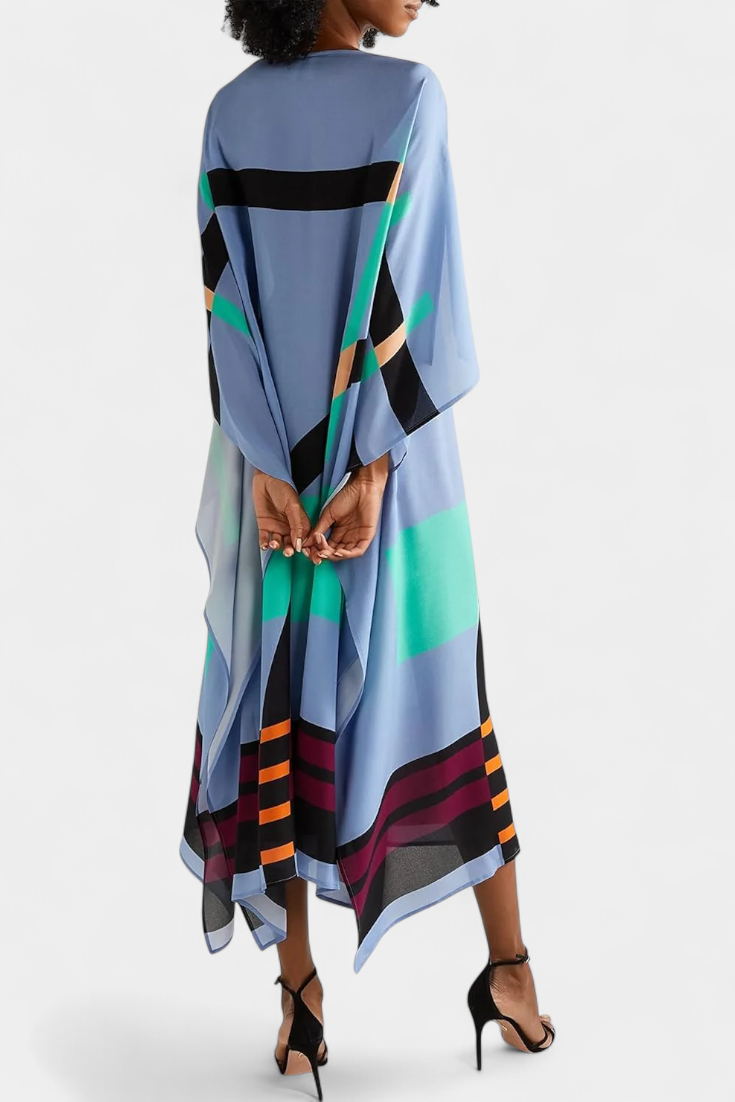 Elenora™ | Caftan Imprimé Géométrique en Mesh