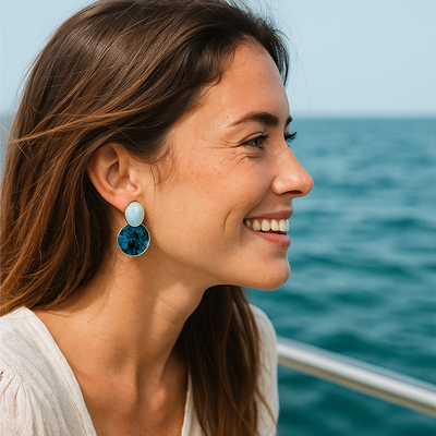 Eliara™ | Boucles D'Oreilles Pendantes Or Ciel et Fondale