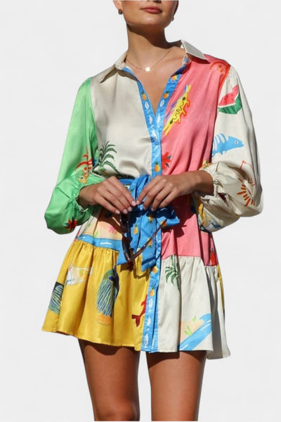 Fallon™ | Robe Mini Imprimée Multicolore