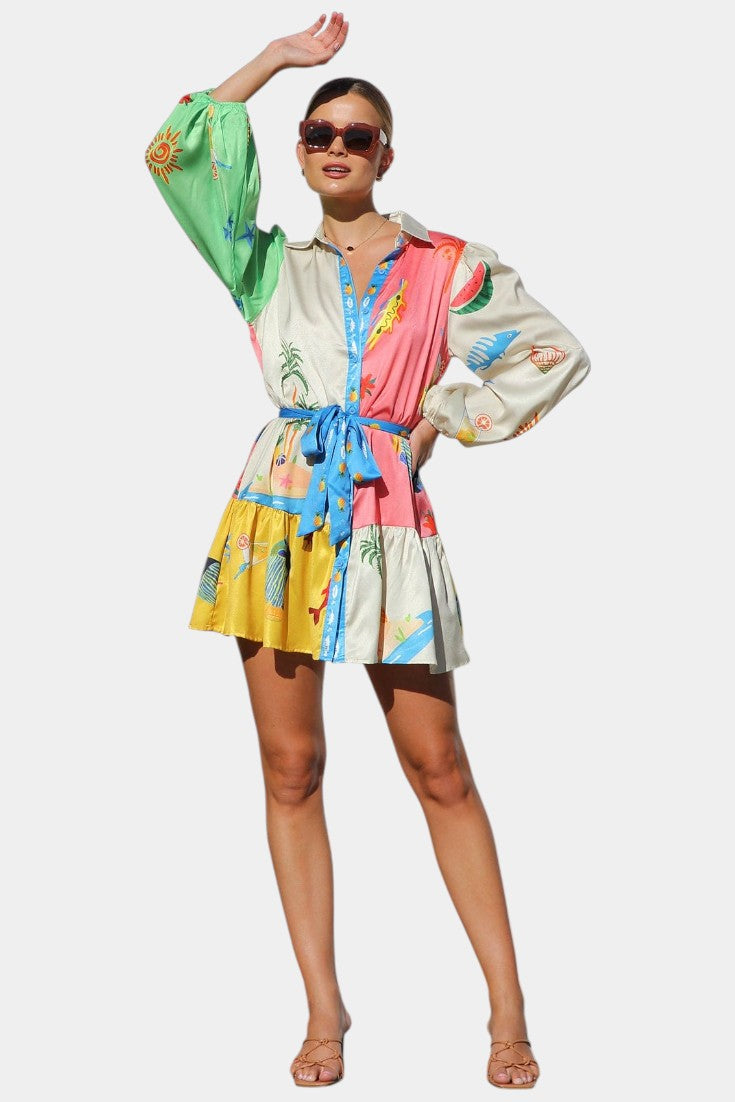 Fallon™ | Robe Mini Imprimée Multicolore