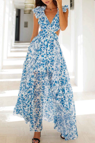 Isadora™ | Robe Longue à Découpes et Manches Volants