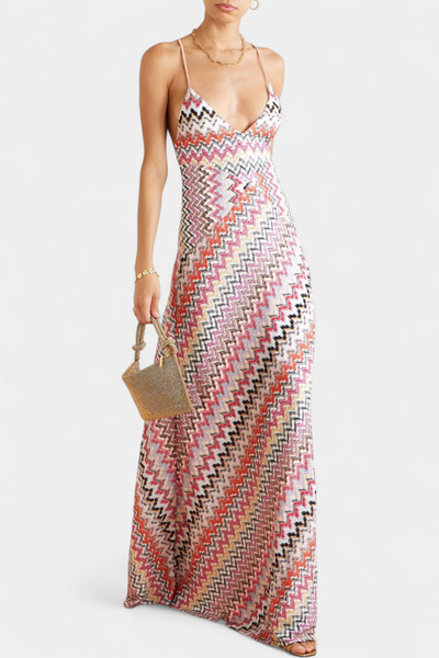 Francia™ | Robe Longue Multicolore à Décolleté Profond