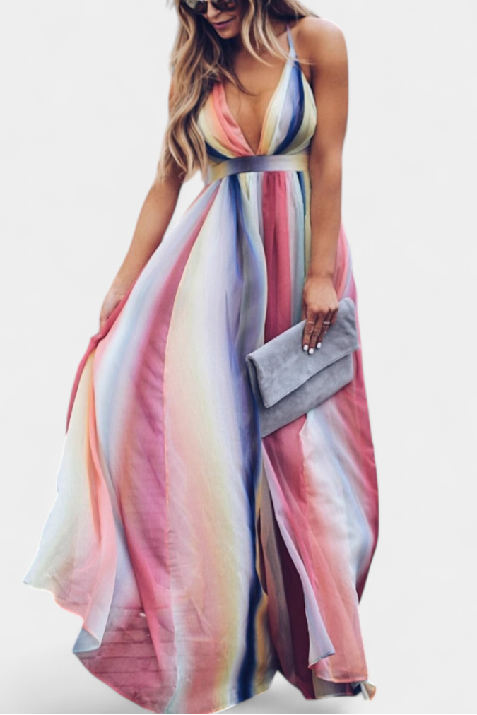 Gretchen™ | Robe Maxi Rayée Multicolore