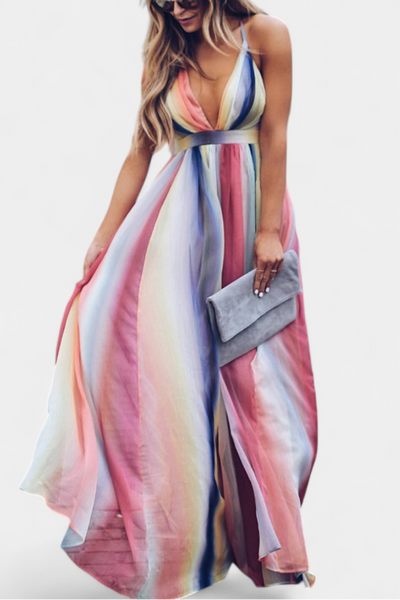 Gretchen™ | Robe Maxi Rayée Multicolore