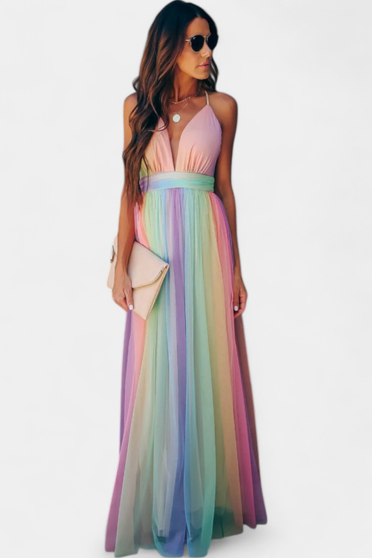 Gretchen™ | Robe Maxi Rayée Multicolore