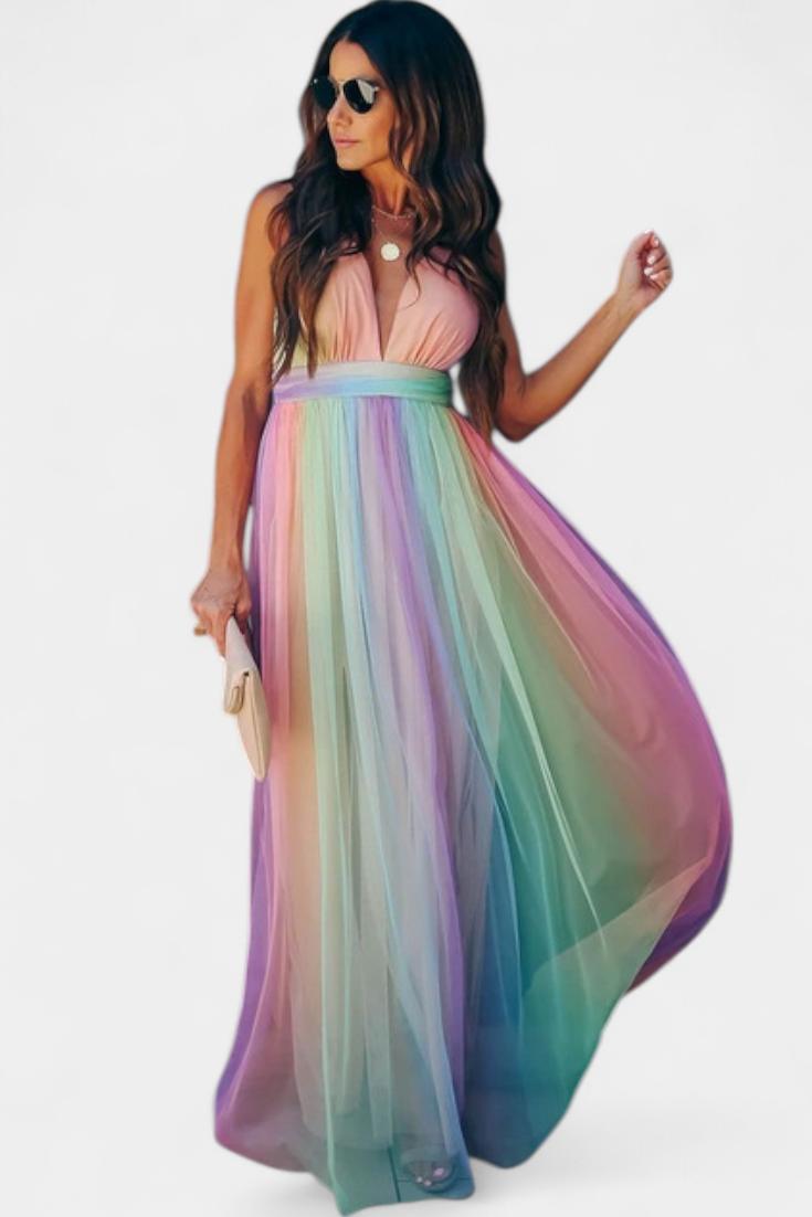 Gretchen™ | Robe Maxi Rayée Multicolore