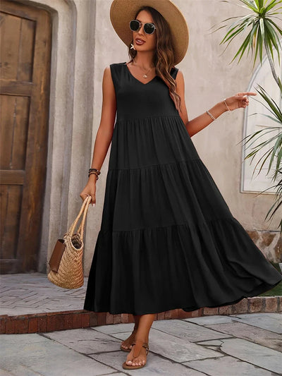 Joyanne™ | Robe Longue Sans Manches à Volants
