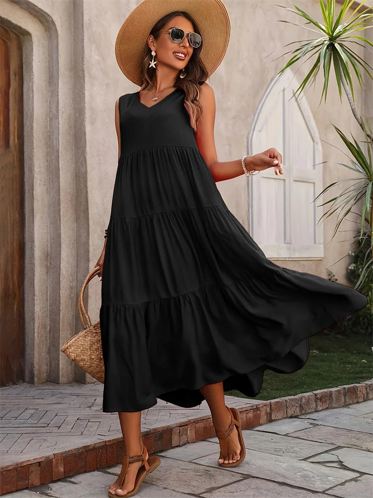 Joyanne™ | Robe Longue Sans Manches à Volants