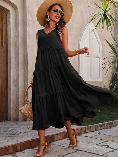 Joyanne™ | Robe Longue Sans Manches à Volants