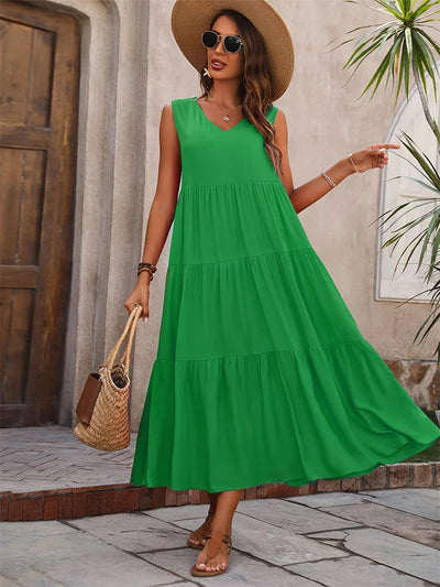 Joyanne™ | Robe Longue Sans Manches à Volants
