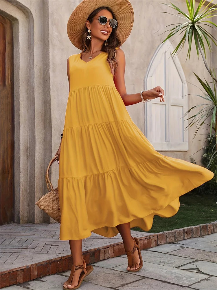 Joyanne™ | Robe Longue Sans Manches à Volants
