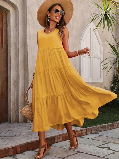 Joyanne™ | Robe Longue Sans Manches à Volants