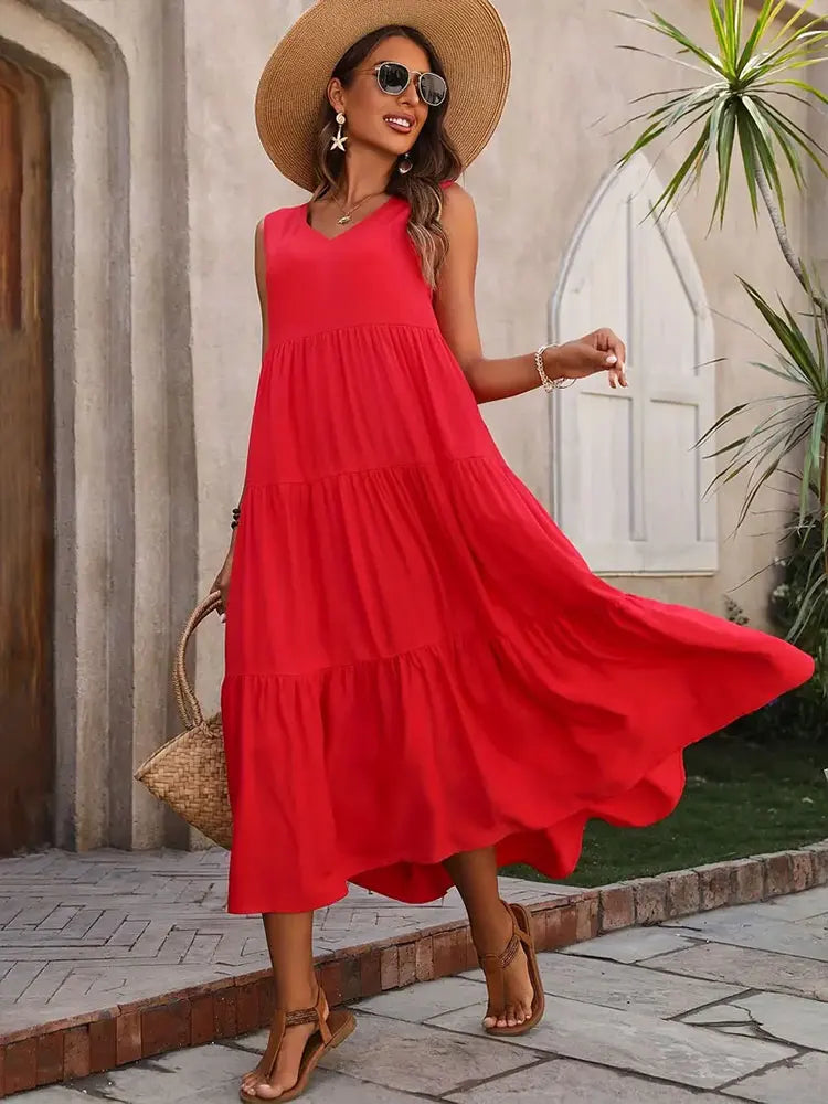 Joyanne™ | Robe Longue Sans Manches à Volants