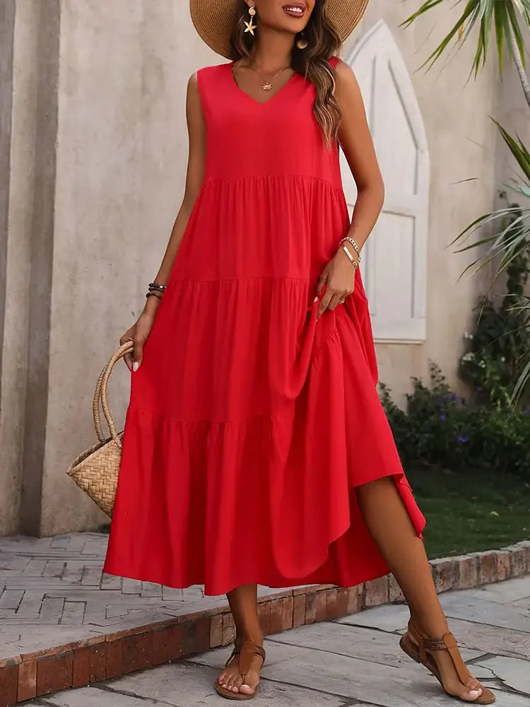Joyanne™ | Robe Longue Sans Manches à Volants