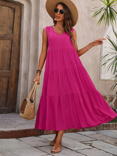 Joyanne™ | Robe Longue Sans Manches à Volants