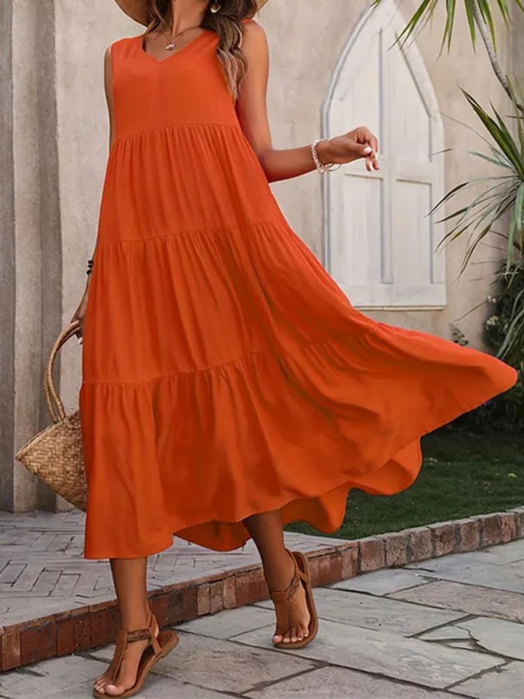 Joyanne™ | Robe Longue Sans Manches à Volants