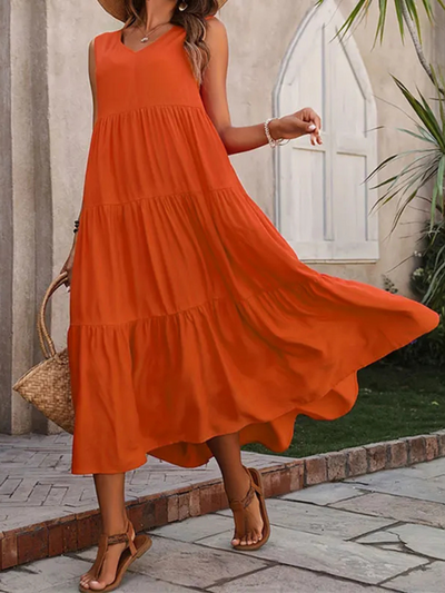 Joyanne™ | Robe Longue Sans Manches à Volants